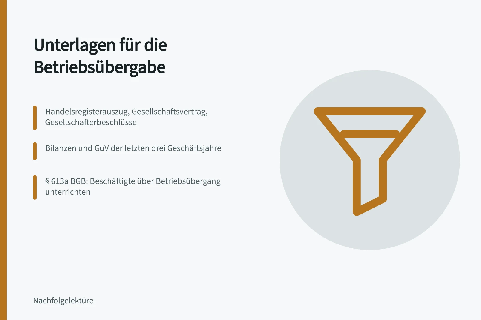 Checkliste mit Unterlagen für die Betriebsübergabe und Nachfolge