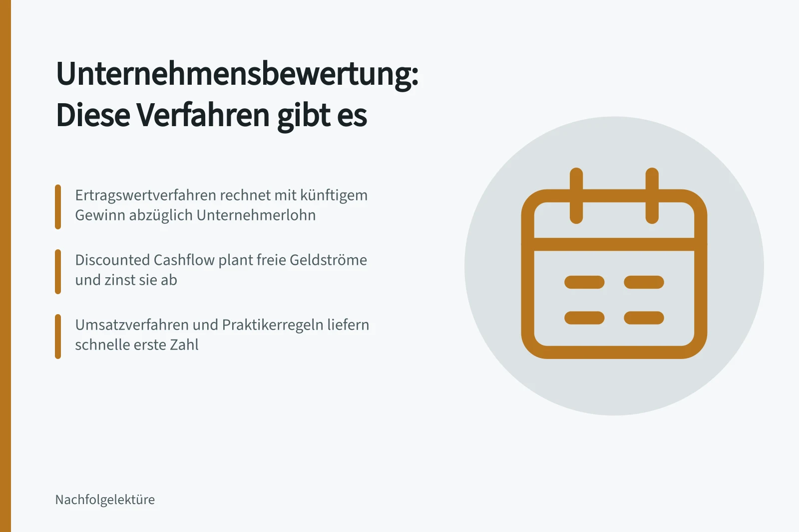 Karte zu Verfahren der Unternehmensbewertung: Ertragswert, Discounted Cashflow, Praktikerregeln